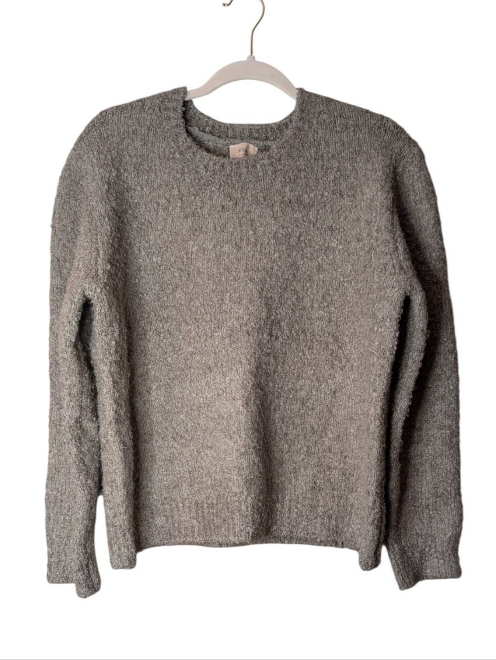Elie Tahari Boucle Knit Crewneck Sweater Soft Sage Green Gray Textured Medium